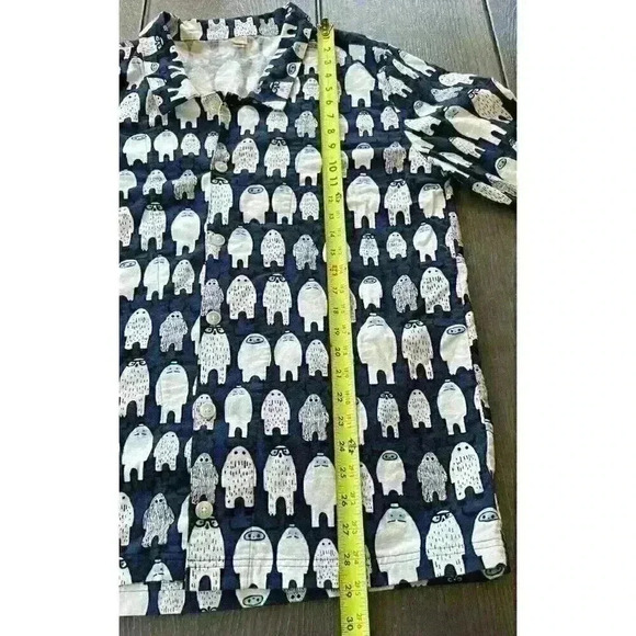 POTTERY BARN TEEN Flannel Pajama Button Shirt Abominably Awesome Yeti Size Large - Picture 3 of 8